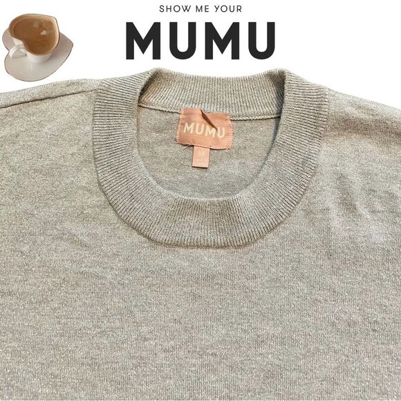 Show Me Your MuMu Classic M Crewneck Sweater Cuffed Sleeves Silver Metallic - Picture 6 of 14